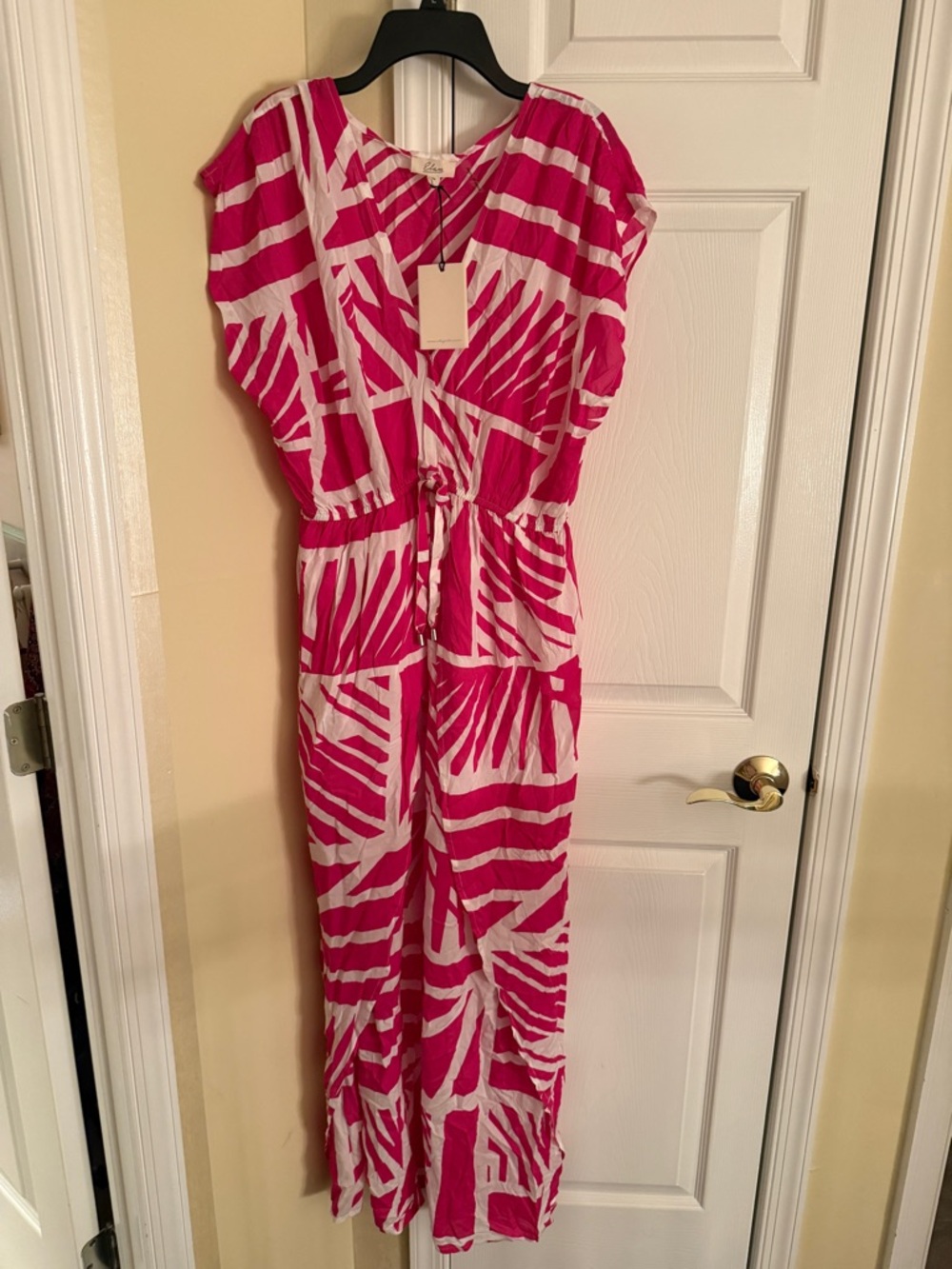 Elan Hot Pink and White Striped Dress
